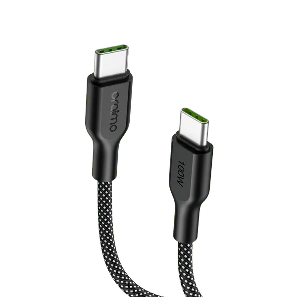 Cable Oraimo Braidline, 100W, USB-C a USB-C, 1m, NEGR0