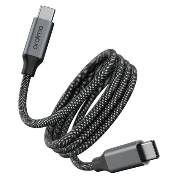 Cable USB Oraimo Magcable, USB-C a USB-C, 60W Carga Rapida, 1 Metro Trenzado, Magnetico Autoalineable, Color Negro