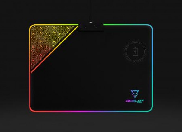 Mousepad Ocelot Gaming OMPR01 LED, 350 mm, 250 mm, Negro