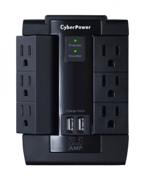 Milticontactos Cyberpower con Supresor de Picos 2xusb, 1200 Joules, 6 Contactos