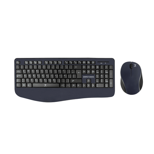Teclado Inalambrico Ergonomico Perfect Choice PC-201236 Espanol, Tamano Completo (100%), Teclado Numerico, Negro