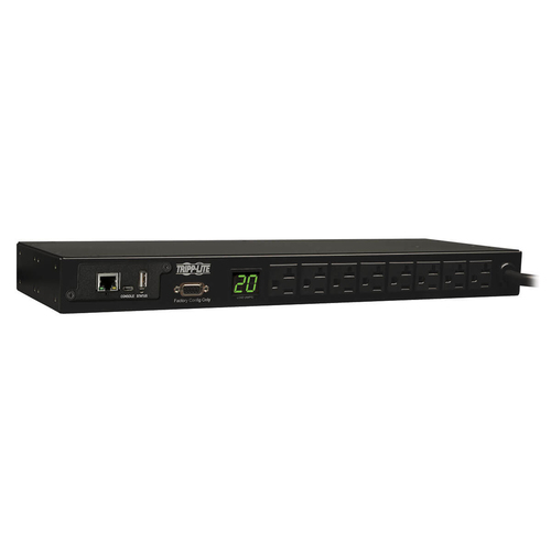 Sistema de Alimentacion Tripp Lite Horizontal, 8 Salidas AC, 50 - 60 Hz, Máxima Corriente 20 A, Voltaje 100-127 V, Cable de 3.6 m, Capacidad del Rack 1U, Color Negro