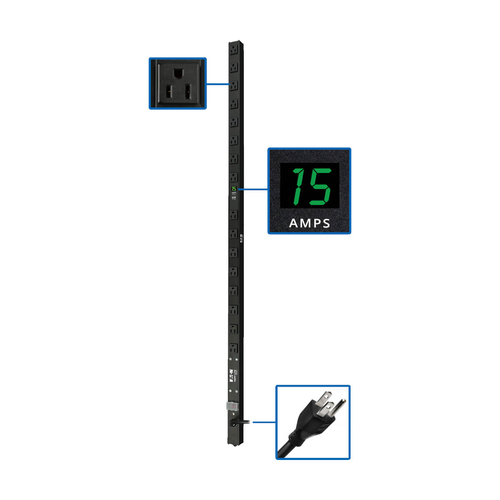 Sistema de Alimentacion Tripp Lite Vertical, 16 Salidas AC, Conector NEMA 5–15p, 50 - 60 Hz, Máxima Corriente 15 A, Voltaje 100-127 V, Cable de 4.6 m, Capacidad del Rack 0U, Color Blanco