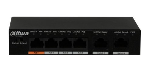 Switch Dahua Technology PFS3006-4ET-60 No Administrado, RJ-45 5, Fast Ethernet (10/100), 4 PoE, Negro