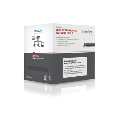 Cable de Red Linkedpro PRO-CAT-5-EXT-V2, 305 m, Cat5e, F/UTP (FTP), Negro