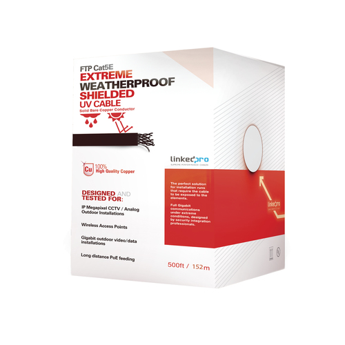 Bobina Linkedpro PRO-CAT-5-EXT/500 Cat5e, 152 m, F/UTP (FTP), Negro
