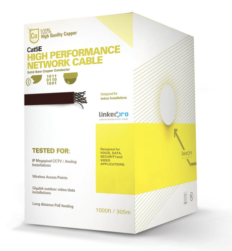 Bobina Linkedpro PRO-CAT-5E-W Cat5e, 305 m, U/UTP (UTP), Blanco