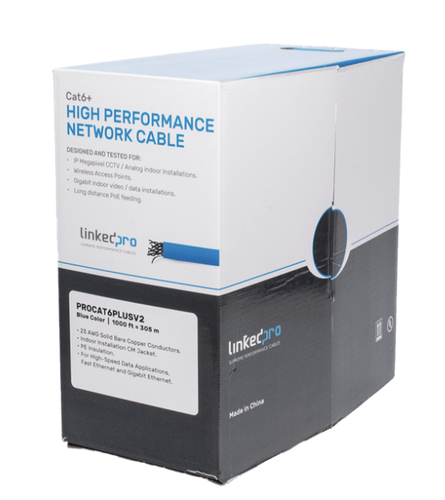 Bobina Linkedpro PRO-CAT-6-PLUS-V2 Cat6+, 305 m, Azul