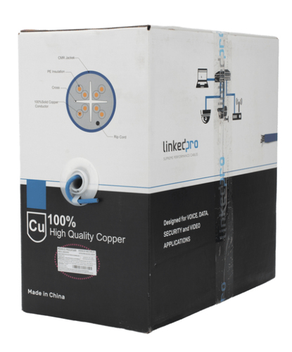 Bobina Linkedpro PRO-CAT6A-R Cat6A, 305 m, U/UTP (UTP), Azul