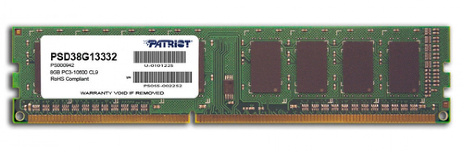Memoria RAM Patriot Memory 8GB PC3-10600 8GB, DDR3, 1333MHz, Cl 9