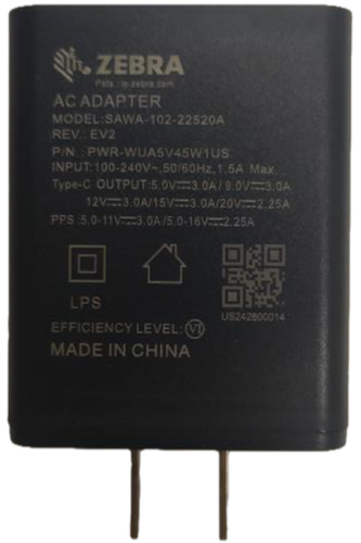 Accesorio Lector Zebra PWR-WUA5V45W1US EM45, Negro
