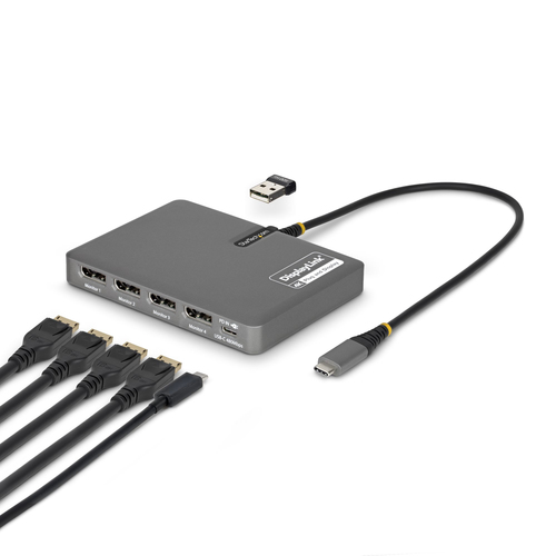 Docking Station Startech.com Quad-USB-DP-adapt 4K Ultra HD, USB 3.2 Gen 1 (3.1 Gen 1) Type-c, HDMI 0, USB A 0