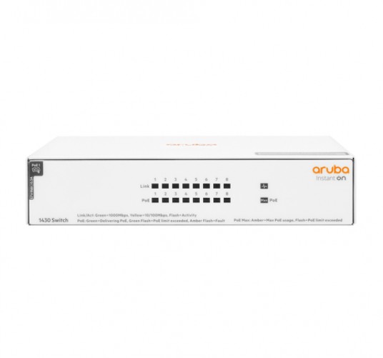 Switch Aruba No Administrado, L2, Cantidad de Puertos 8, Gigabit Ethernet (10/100/1000), 16 Gbit/s, Blanco