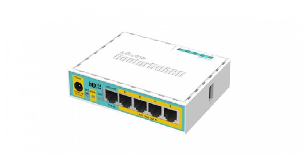 Ruteador Alambrico Mikrotik Hex PoE Lite Ethernet Rápido, 5 RJ-45
