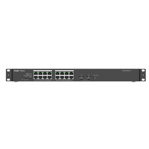 Switch Ruijie Networks RG-ES118GS-P-L No Administrado, L2, RJ-45 18, Gigabit Ethernet (10/100/1000), (PoE +) 16, Negro