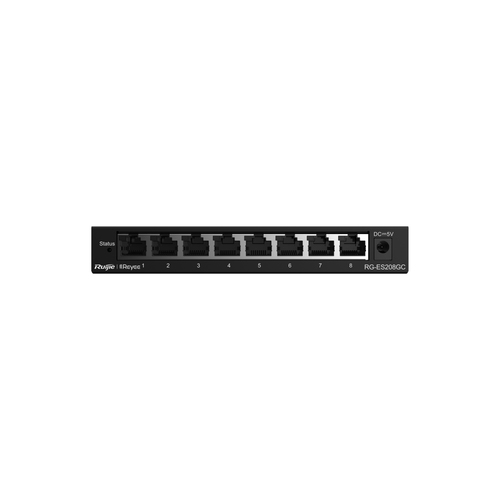 Switch Ruijie Networks RG-ES208GC Gestionado, L2, RJ-45 8, Gigabit Ethernet (10/100/1000), Gris