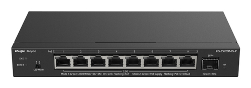Switch Ruijie Networks RG-ES209MG-P Gestionado, L2, RJ-45 8, 2.5g Ethernet (100/1000/2500), Negro