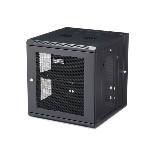 Rack Startech.com Tipo Bastidor de Pared, Capacidad del Rack 12U, 4 Postes, Peso Max. 90 kg, Color Negro, Incluye Tuercas