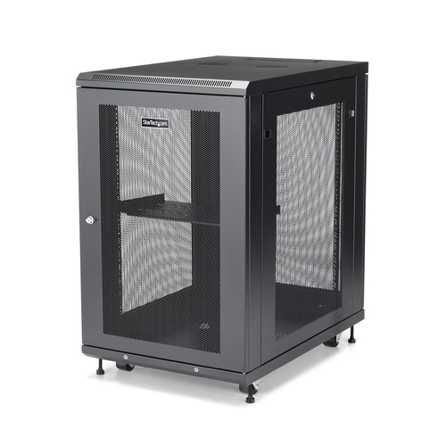 Rack Startech.com Tipo Rack o Bastidor Independiente, Capacidad del Rack 18U, 4 Postes, Acero, Peso Max. 450 kg, Color Negro, Incluye Tuercas