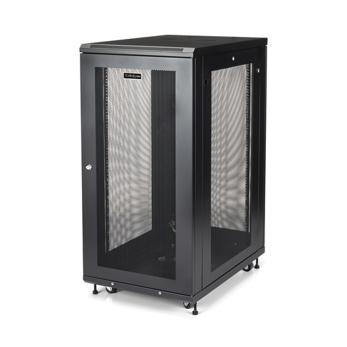 Rack Startech.com Tipo Rack o Bastidor Independiente, Capacidad del Rack 24U, 4 Postes, Acero, Peso Max. 450 kg, Color Negro, Incluye Tuercas