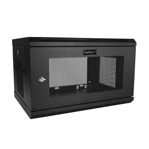 Rack Startech.com Tipo Bastidor de Pared, Capacidad del Rack 6U, 2 Postes, Acero, Peso Max. 90 kg, Color Negro, Incluye Tuercas