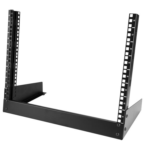 Rack Startech.com , Freestanding Rack, 2 Postes, Peso Máximo 50 kg, Unidades 8U, Incluye Kit de Montaje, Color Negro