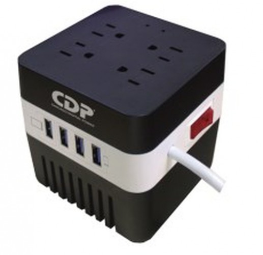 Regulador CDP RU-AVR604, 300W, 600VA, 4x Puertos USB, 4 Contactos