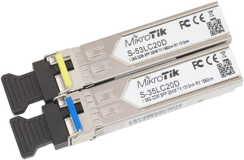Conversor de Medios Mikrotik S-3553LC20D SFP, 1250 Mbit/s, 20000 m