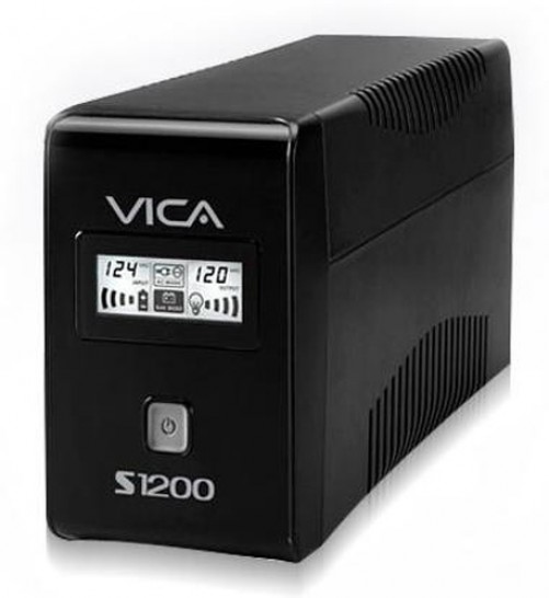 No Break con Regulador Vica S1200, 1200VA, 600W, 127V, 15a, LCD, 220 J, 6 Tomas, Negro