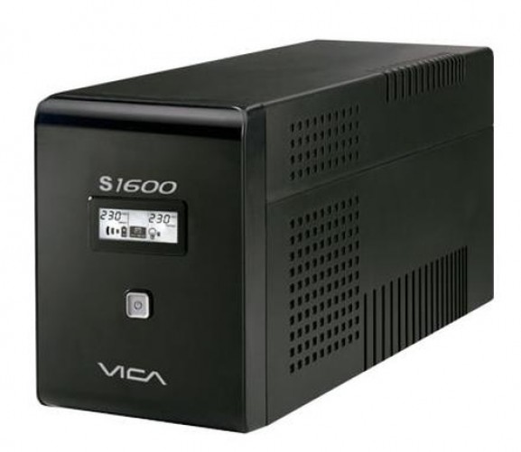 No Break Vica S1600 1.6 kVA / 900 W, 220 J, Entrada 148 V, 4 Salidas AC, Negro