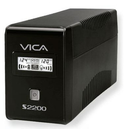 No Break Vica S2200 2.2 kVA / 1200 W, 150 J, Entrada 148 V, 4 Salidas AC, Negro