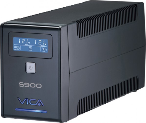 No Break Vica S900, 900VA, 600W, 127V, LCD, 8 Tomas de Corriente, 4 con Supresor de Picos, Color Negro