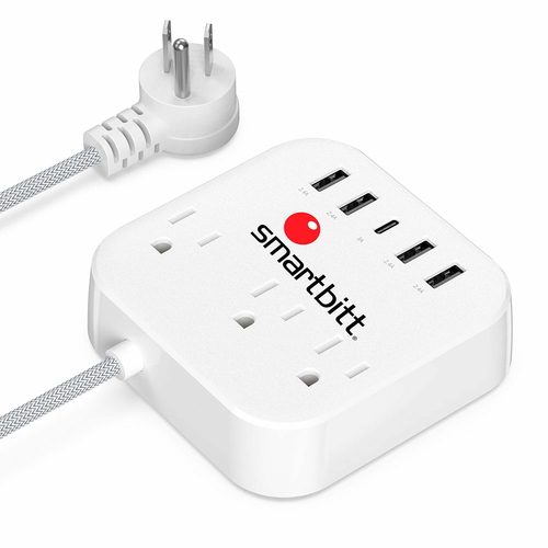Multicontactos Smartbitt 125V, 1.5 m, 3 Contacto NEMA 5-15R, Blanco