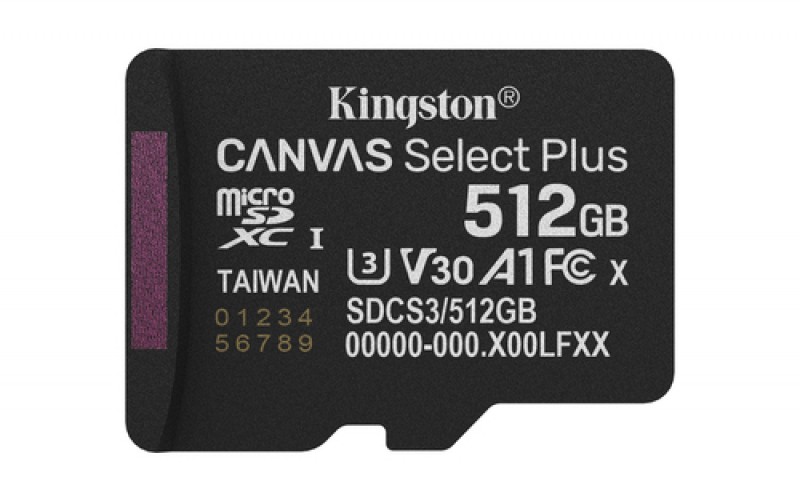 Memoria Kingston Technology Canvas Select Plus Gen3 512 GB, Velocidad 150 MB/s, Clase 10