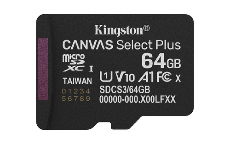 Memoria Kingston Technology Canvas Select Plus Gen3 64 GB, Velocidad 100 MB/s, Clase 10