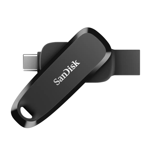 Memoria USB Sandisk 128GB, USB-c/USB-a, Dual Drive, Giratoria, Phone Drive, Color Negro