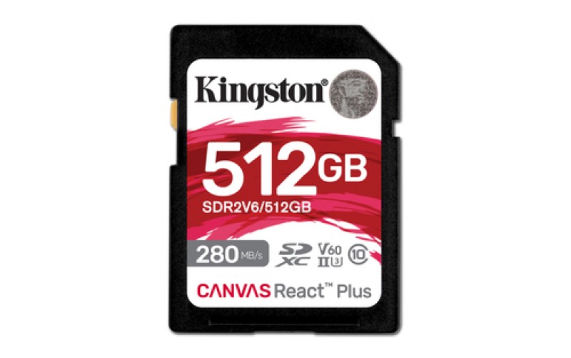 Memoria Kingston Technology Canvas React Plus 512 GB, Velocidad 280 MB/s, Clase 10