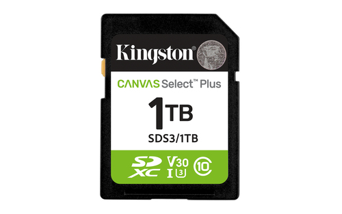 Memoria SD Kingston 1TB, Technology Canvas Select Plus Gen3 , Velocidad 150 MB/s, Clase 10