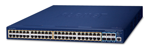 Switch Planet SGS-6310-48P6XR Gestionado, L3, RJ-45 48, Gigabit Ethernet (10/100/1000), 48 PoE, 1U, Azul