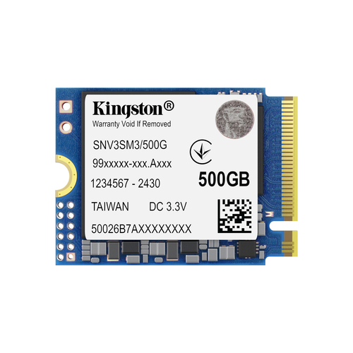 SSD Kingston Technology NV3 500GB, M.2, PCI Express 4.0, Lectura 5000 MB/s, Escritura 3000 MB/s, Factor Forma 2230