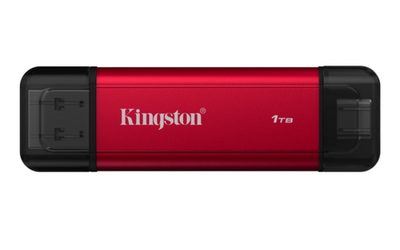 SSD Externo Kingston Technology Dual Portable 1 TB, USB Type-a / USB Type-c, 3.2 Gen2, Negro, Rojo