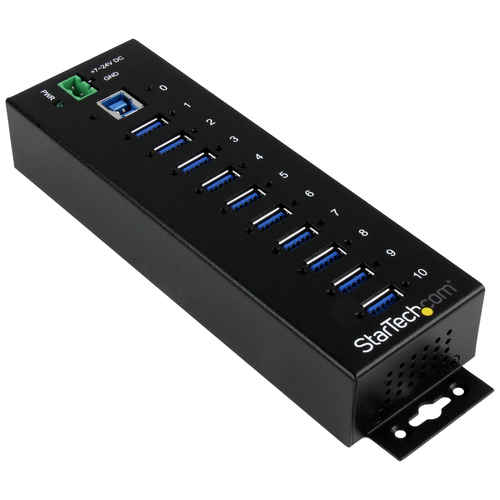 Hub Startech.com Interfaz USB 3.2 Gen 1 (3.1 Gen 1) Type-b, 10 USB A 3.1, Acero, Cantidad de Puertos 10, Longitud de Cable 2.032 m, Velocidad 5000 Mbit/s, Color Negro