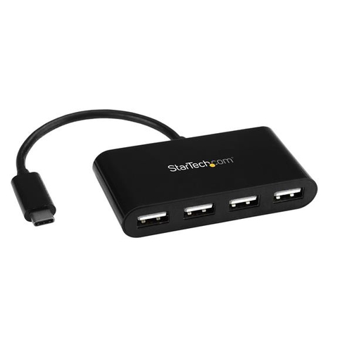 Hub Startech.com Interfaz USB 2.0 Type-c, Plástico, Cantidad de Puertos 4, 4 USB 2.0, Longitud de Cable 0.16 m, Velocidad 480 Mbit/s, Color Negro