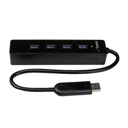 Hub Startech.com Interfaz USB 3.2 Gen 1 (3.1 Gen 1) Type-a, 4 USB A 3.1, Plástico, Cantidad de Puertos 4, Longitud de Cable 0.25 m, Velocidad 5000 Mbit/s, Color Negro