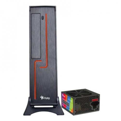 Gabinete Stylos STGAKL1B Factor de Forma Pequeña (sff), PSU 550 W, con PSU, Negro, Rojo