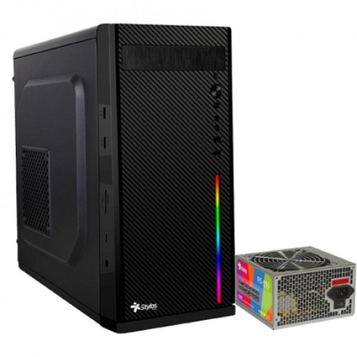 Gabinete Stylos STGASC1B Mini Tower, PSU 550 W, con PSU, Negro