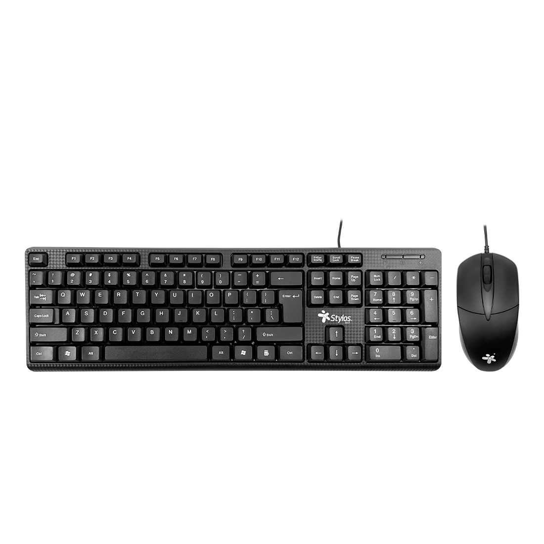 Kit Teclado y Mouse Stylos STPKTM4B, USB, Color Negro