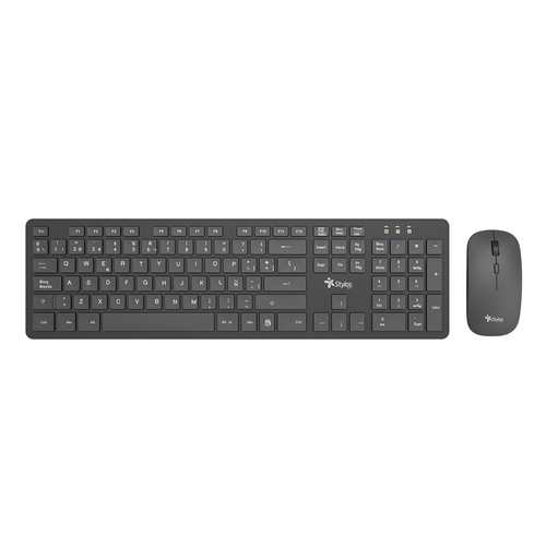 Kit Teclado y Mouse Inalambrico Stylos, 105 Teclas, USB, Optico, Espanol, Negro