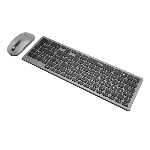 Kit Teclado y Mouse Inala?mbrico Stylos Recargable 2 en 1 Gris Teclado 96% Membrana 96 Teclas Conexia?n USB