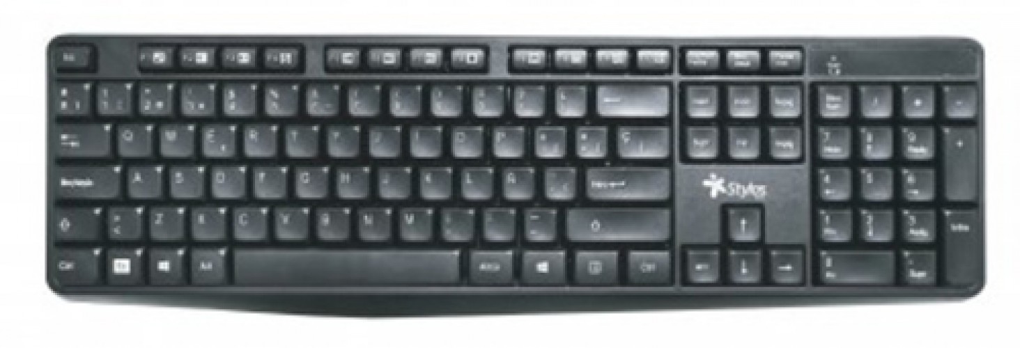 Teclado Inalambrico Stylos STPTEC4B, 106 Teclas, Multimedia, Receptor 2.4GHz, Negro